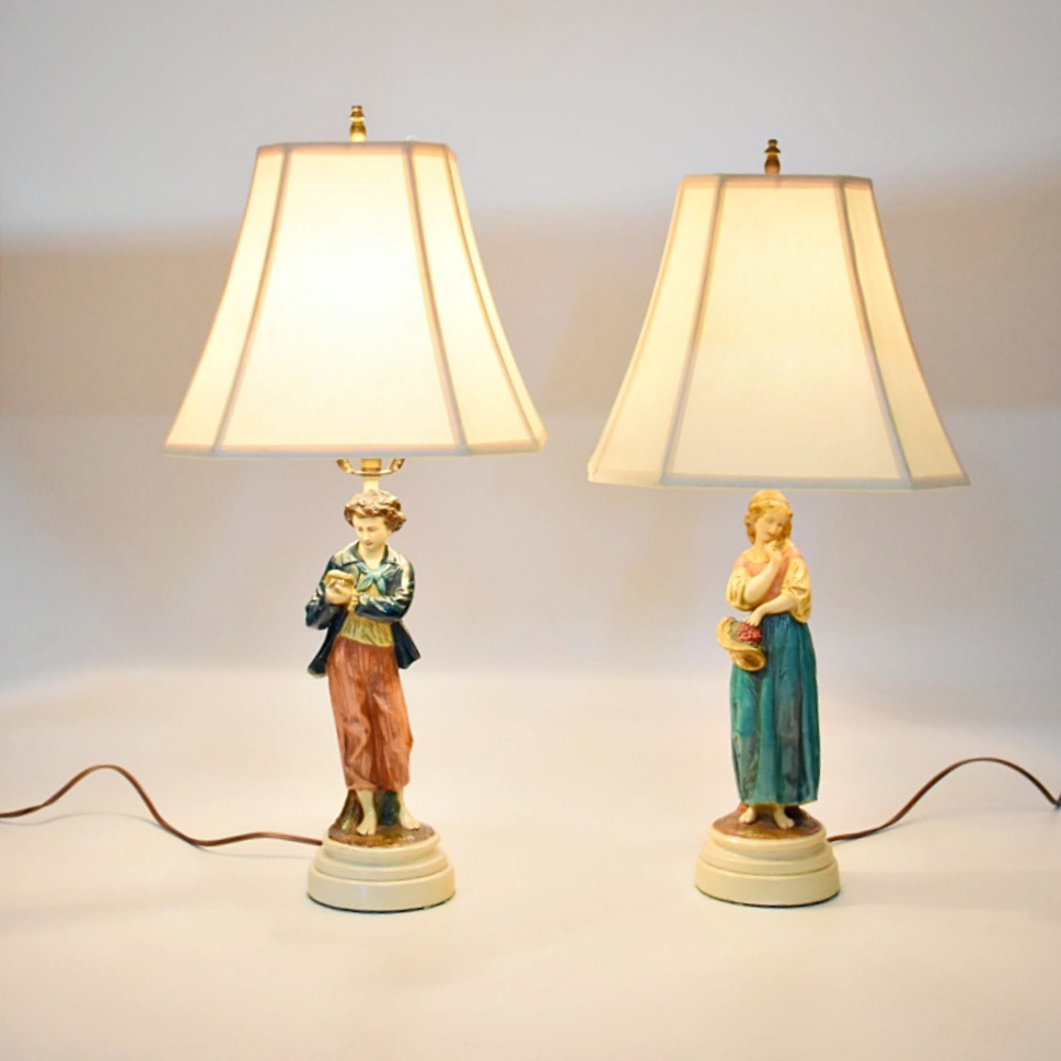 Vintage Italian Borghese Figural Table Lamps