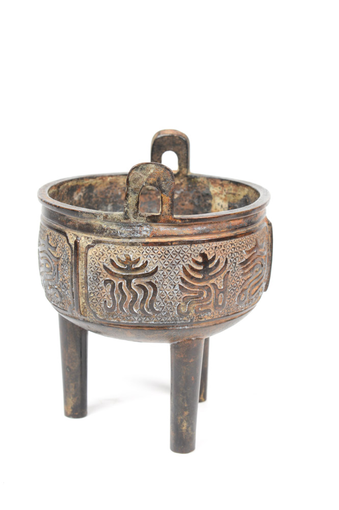 Antique Chinese Bronze Ding Incense Burner