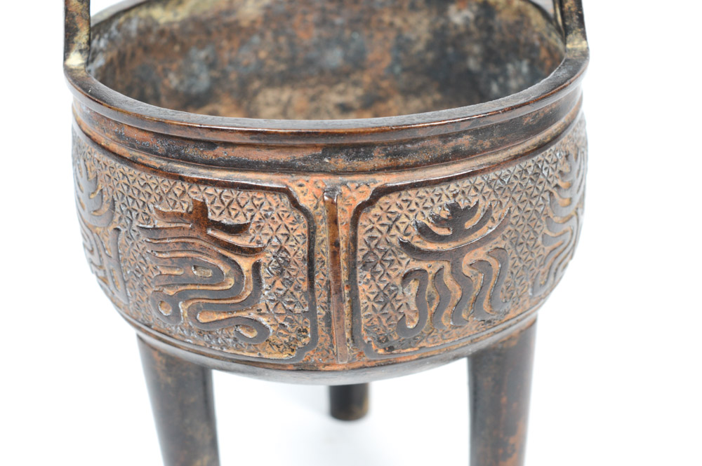 Antique Chinese Bronze Ding Incense Burner