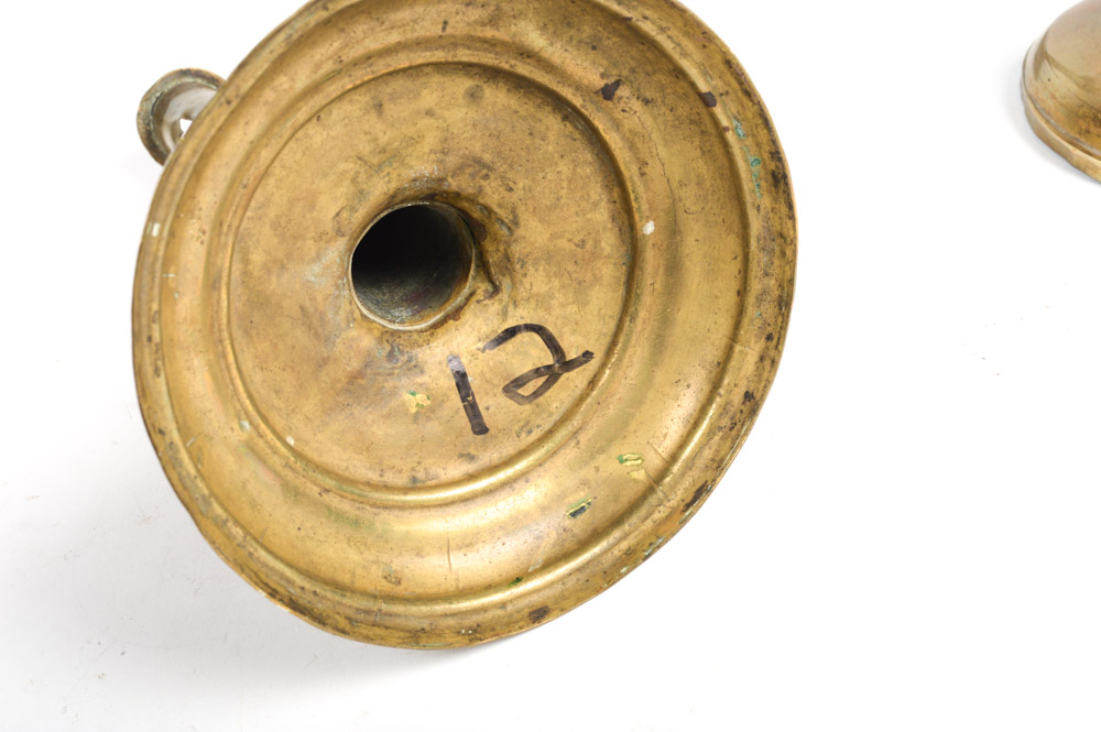 Five Antique Metal Candlesticks