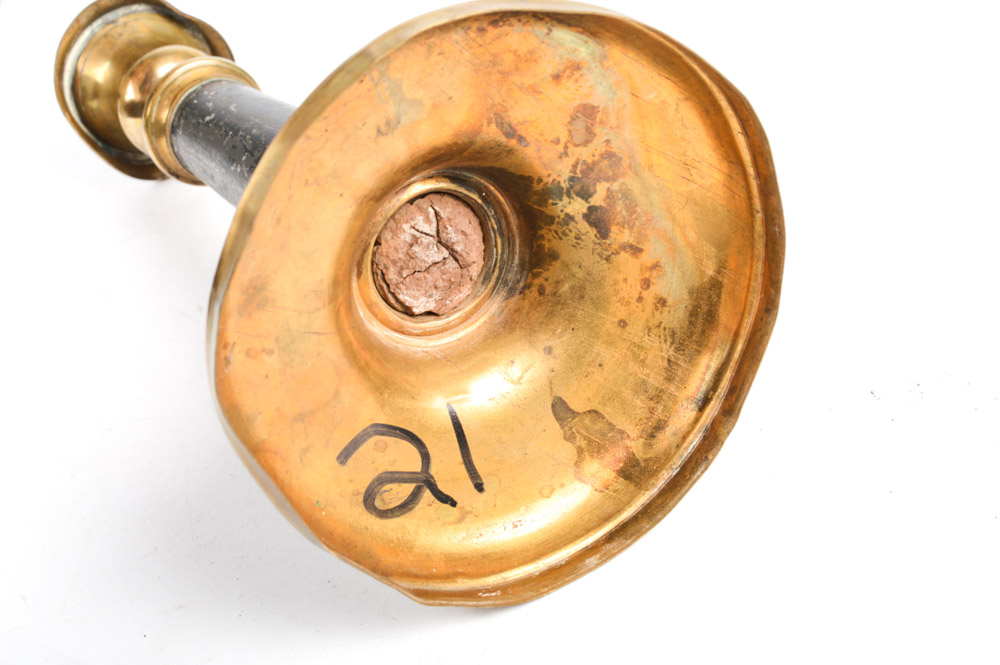 Five Antique Metal Candlesticks