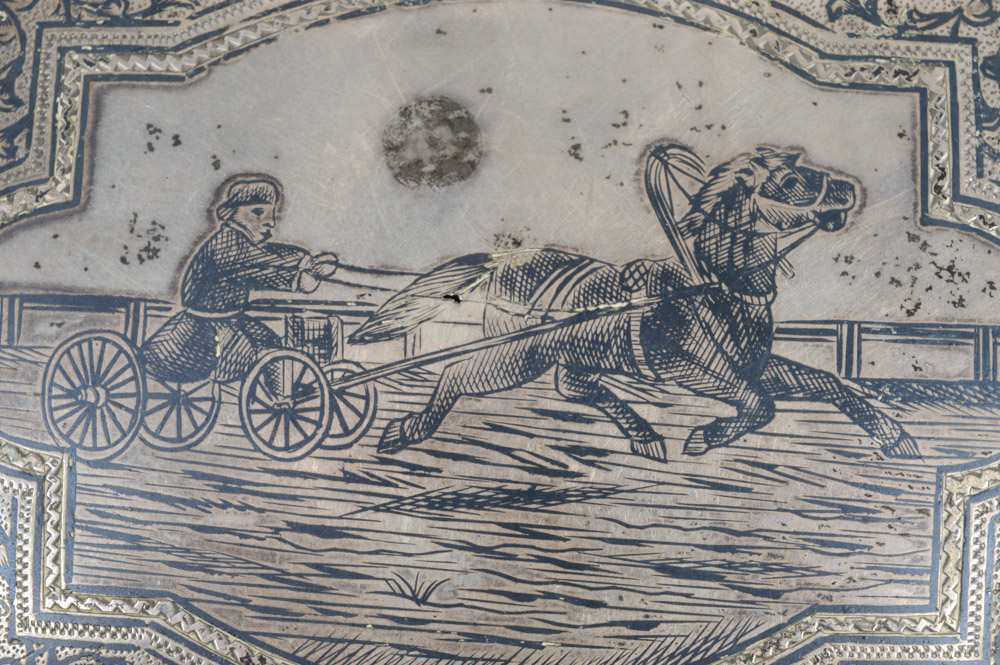 Antique Russian .875 Silver and Niello Cigarette Case