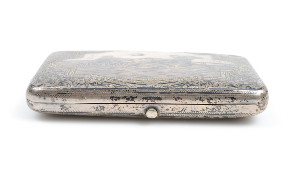 Antique Russian .875 Silver and Niello Cigarette Case