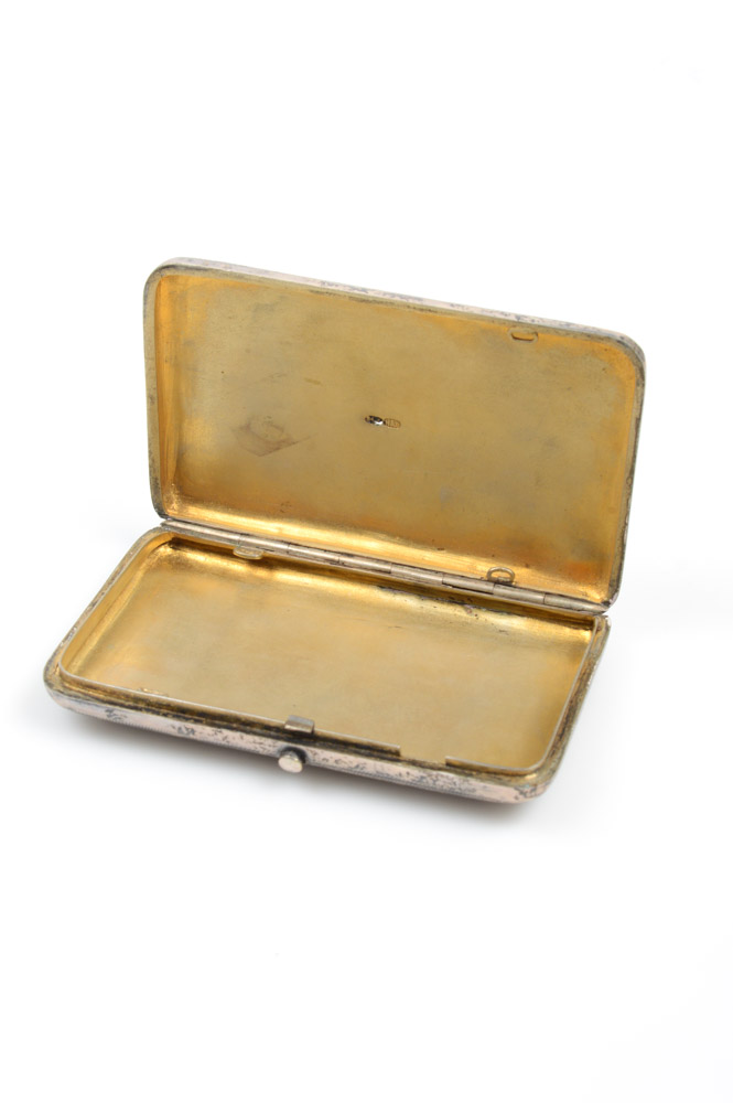 Antique Russian .875 Silver and Niello Cigarette Case