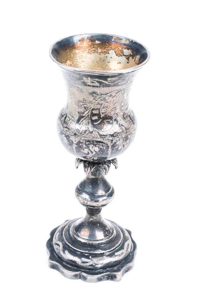 Antique Russian .875 Silver Kiddush Cup