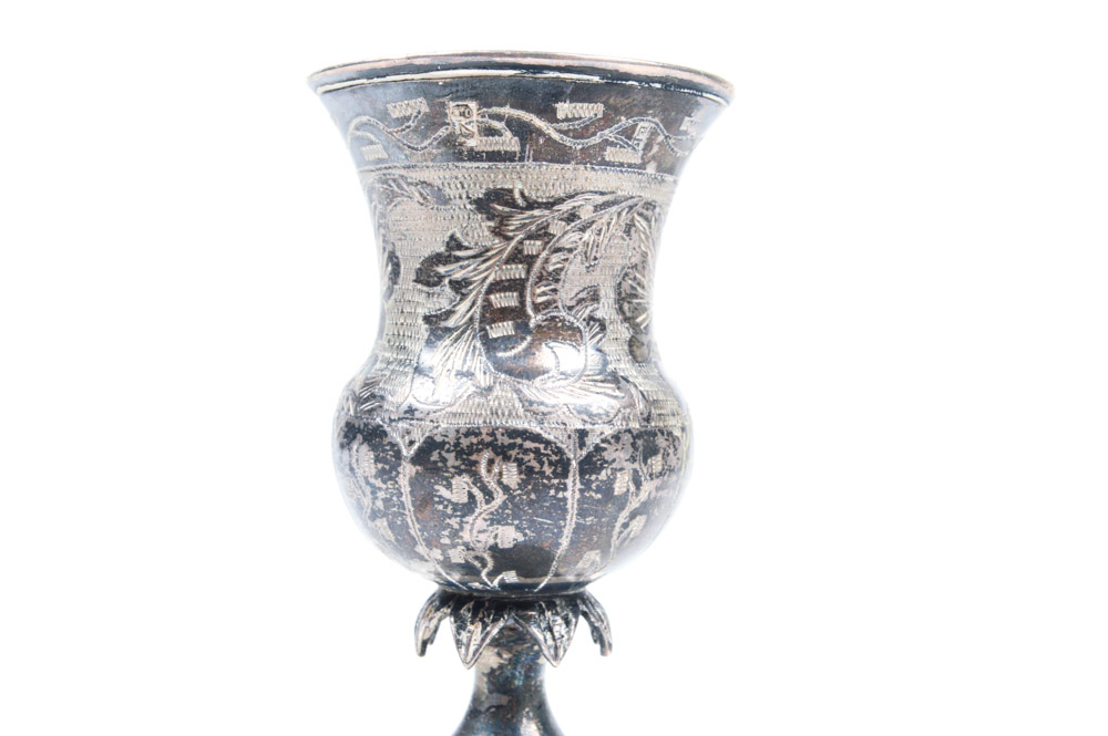 Antique Russian .875 Silver Kiddush Cup