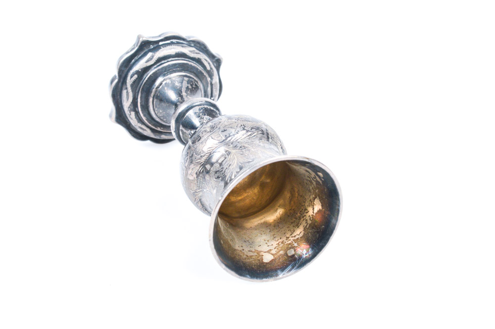 Antique Russian .875 Silver Kiddush Cup