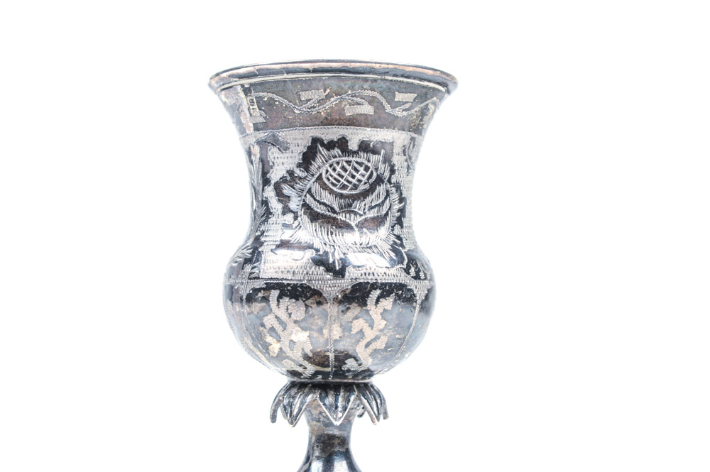 Antique Russian .875 Silver Kiddush Cup