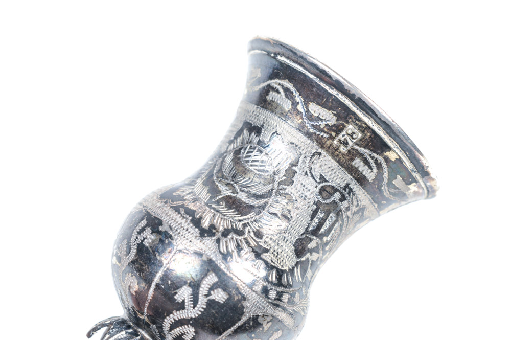 Antique Russian .875 Silver Kiddush Cup