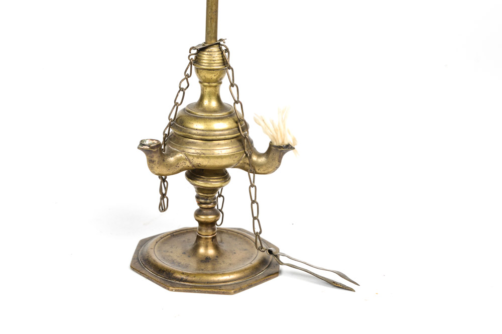 Antique Brass Three Burner Oil Lamp
