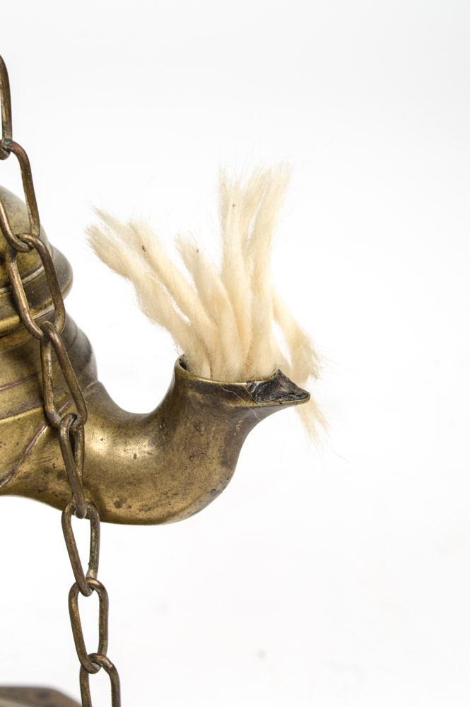 Antique Brass Three Burner Oil Lamp