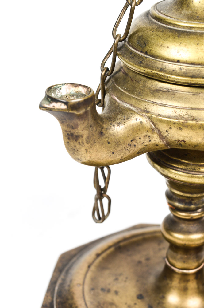 Antique Brass Three Burner Oil Lamp