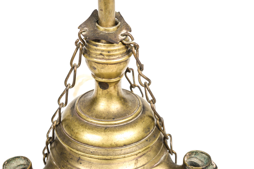 Antique Brass Three Burner Oil Lamp