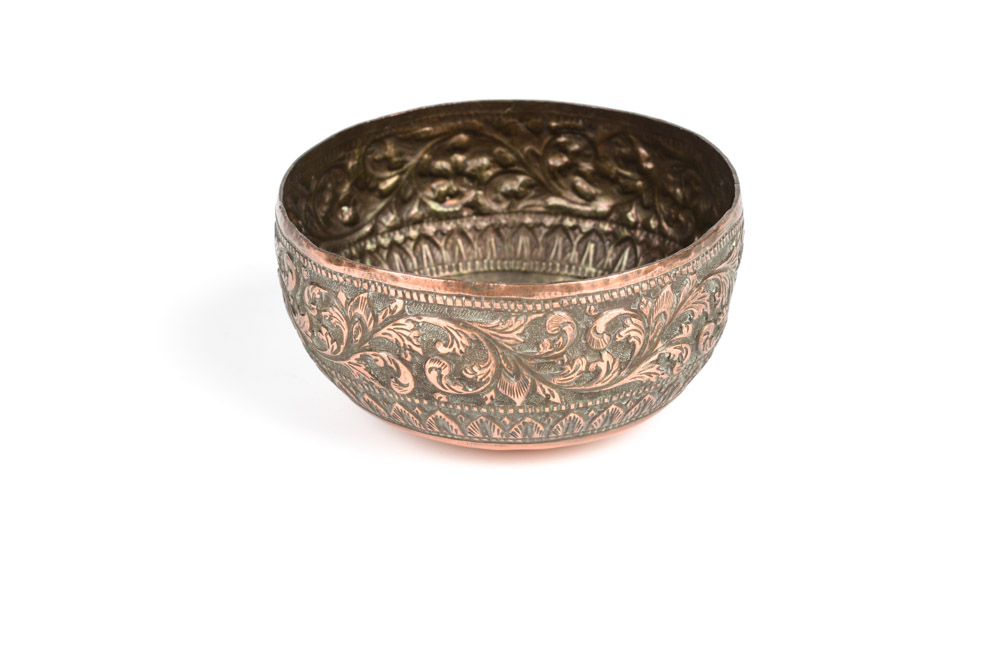 Antique Embossed Copper Cup
