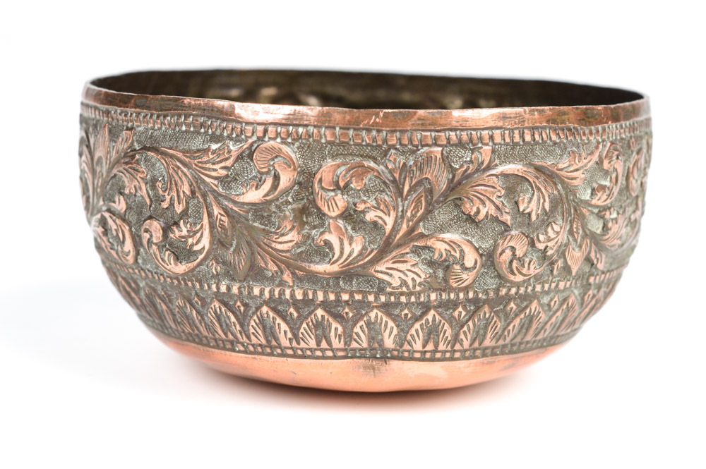 Antique Embossed Copper Cup