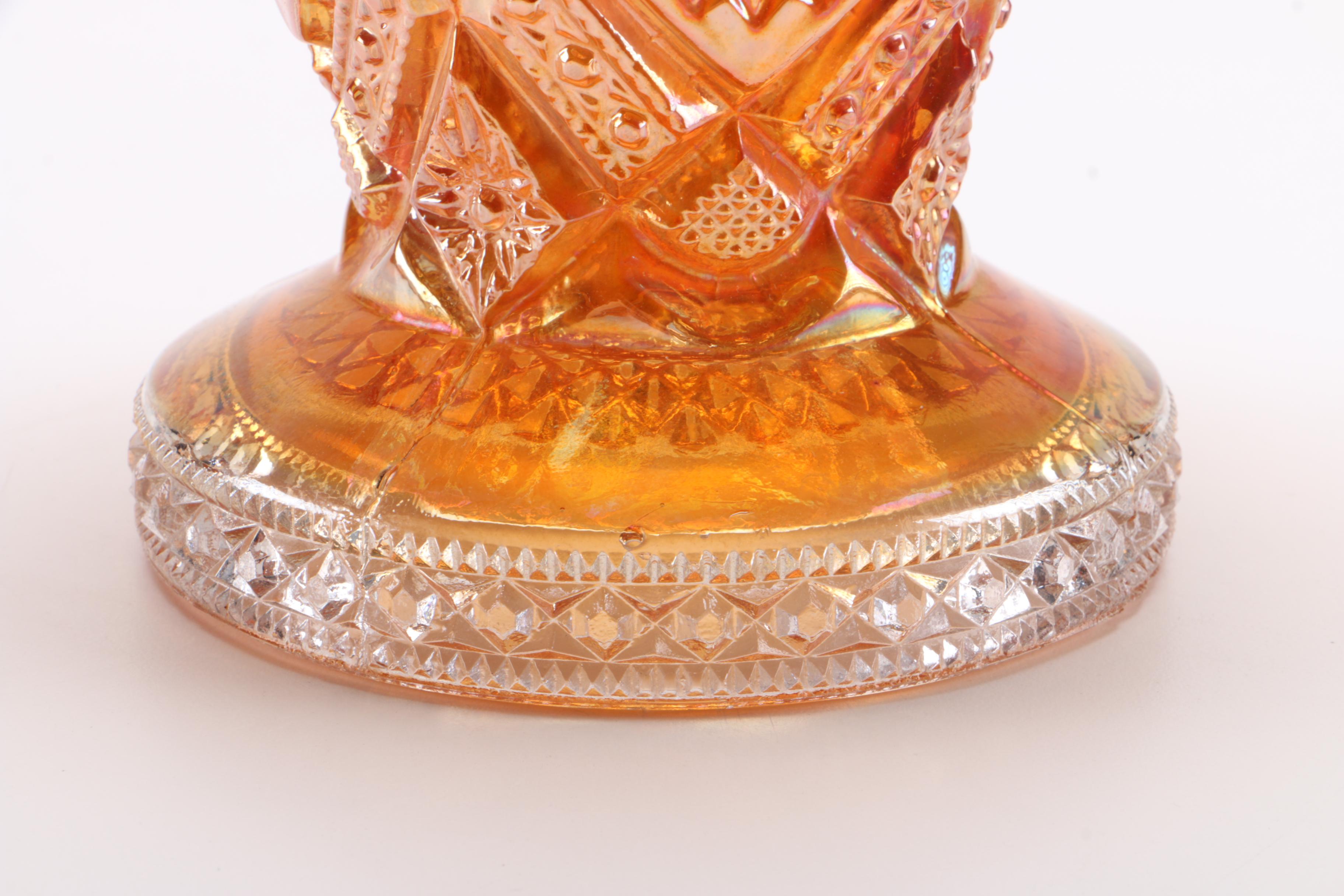 Orange Carnival Glass Vase