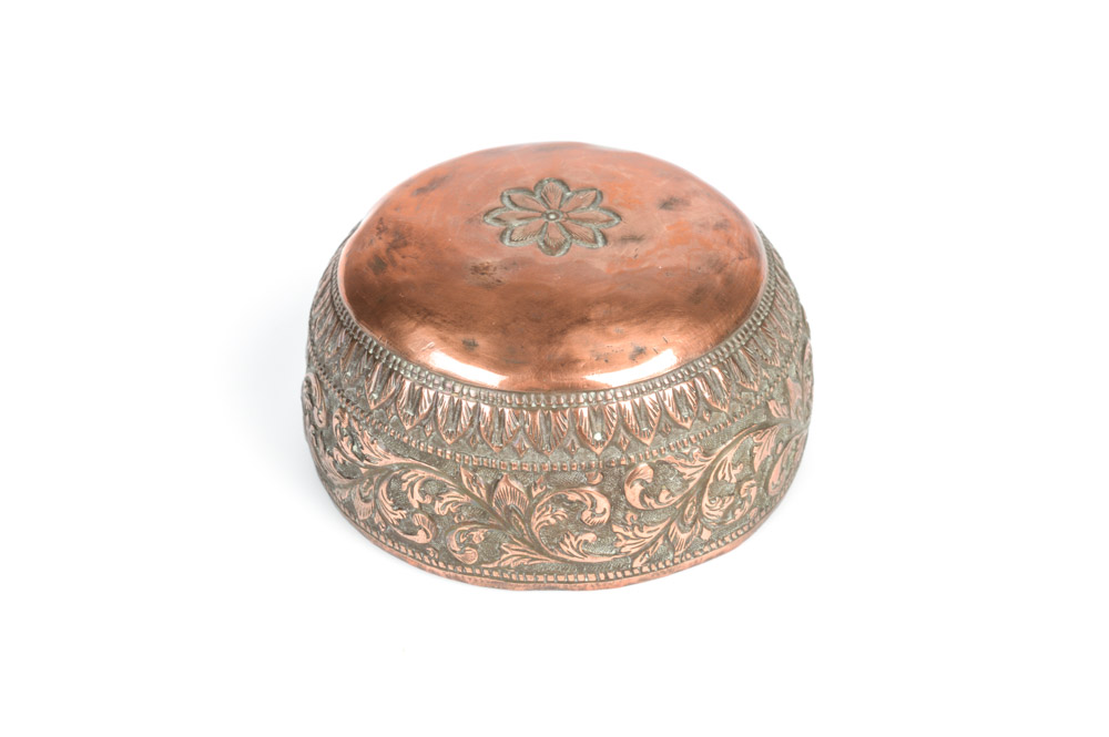 Antique Embossed Copper Cup