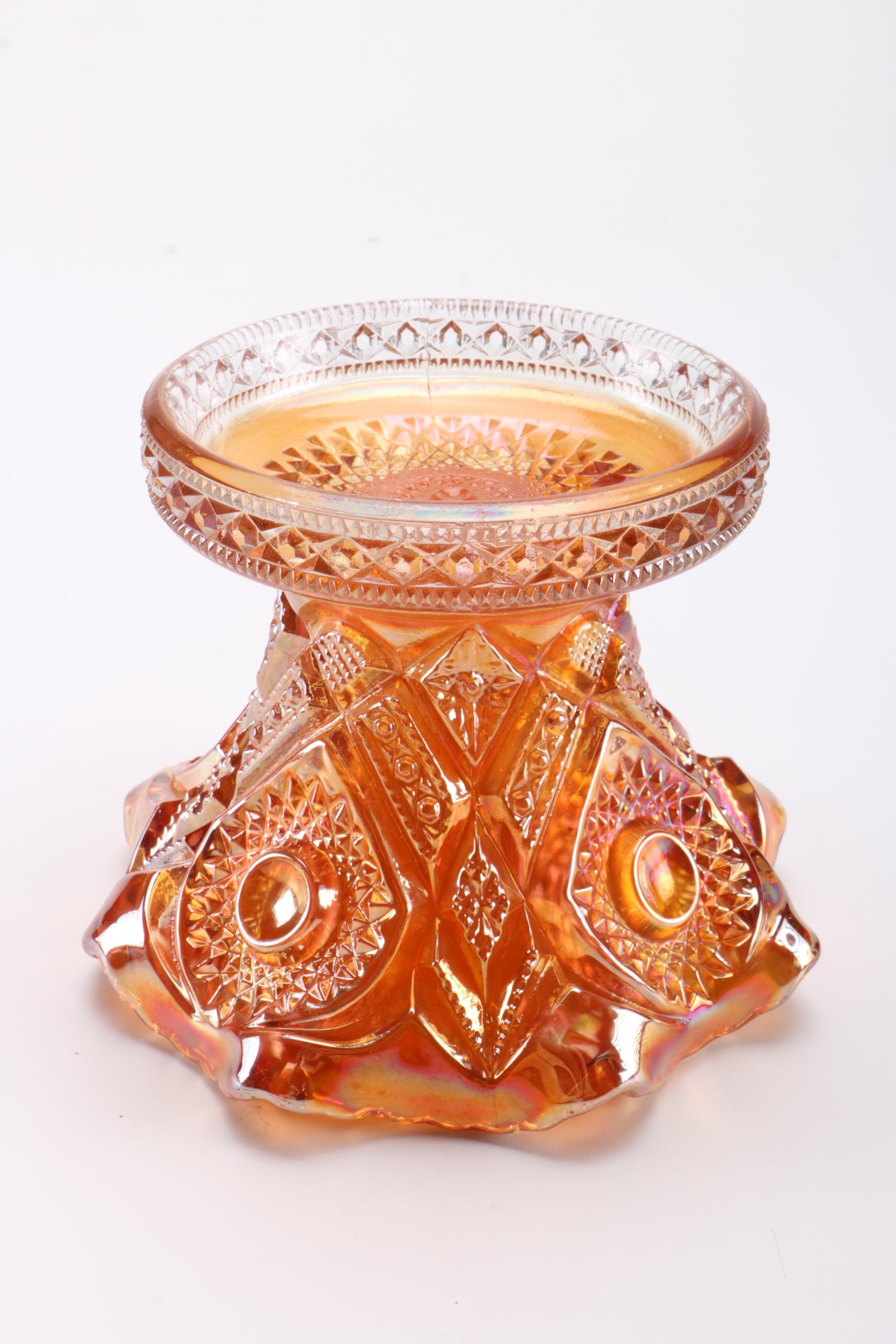 Orange Carnival Glass Vase