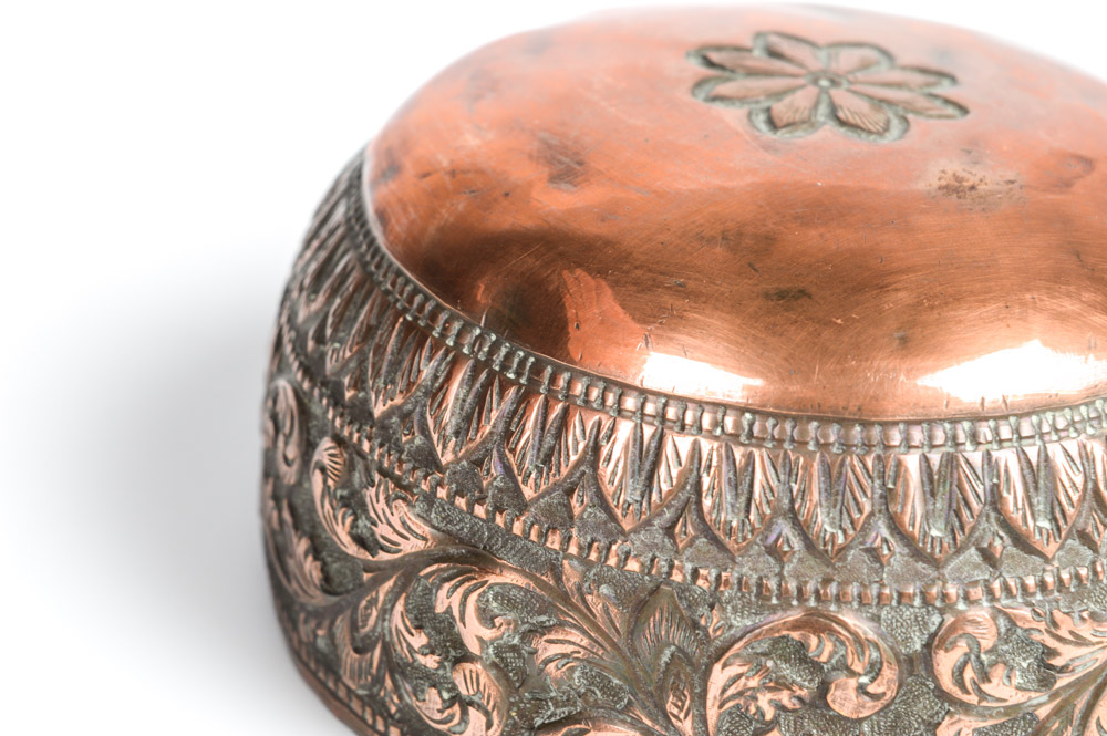 Antique Embossed Copper Cup