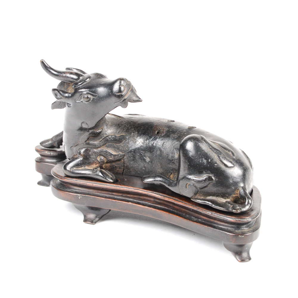 Chinese Yuan Dynasty Bronze Xiniu Mirror Stand