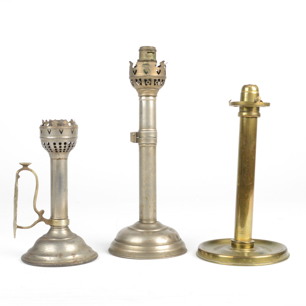 Three Antique Candlesticks