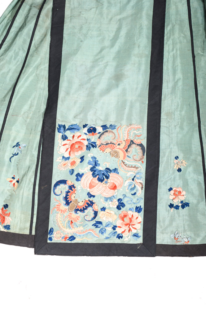 Chinese Late 19th Century Hand Embroidered Silk Skirt