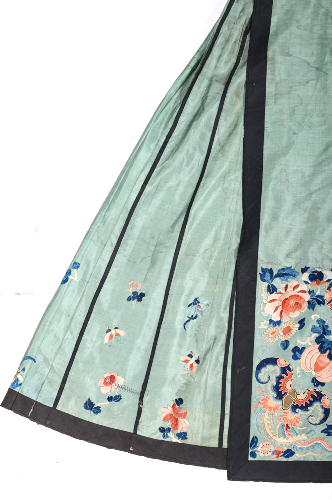 Chinese Late 19th Century Hand Embroidered Silk Skirt