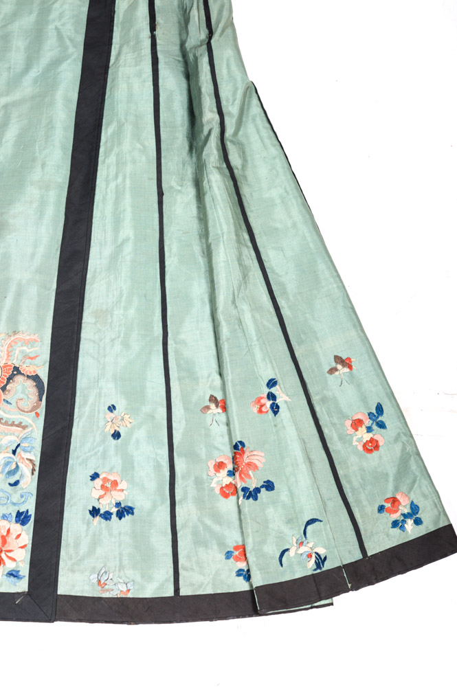 Chinese Late 19th Century Hand Embroidered Silk Skirt