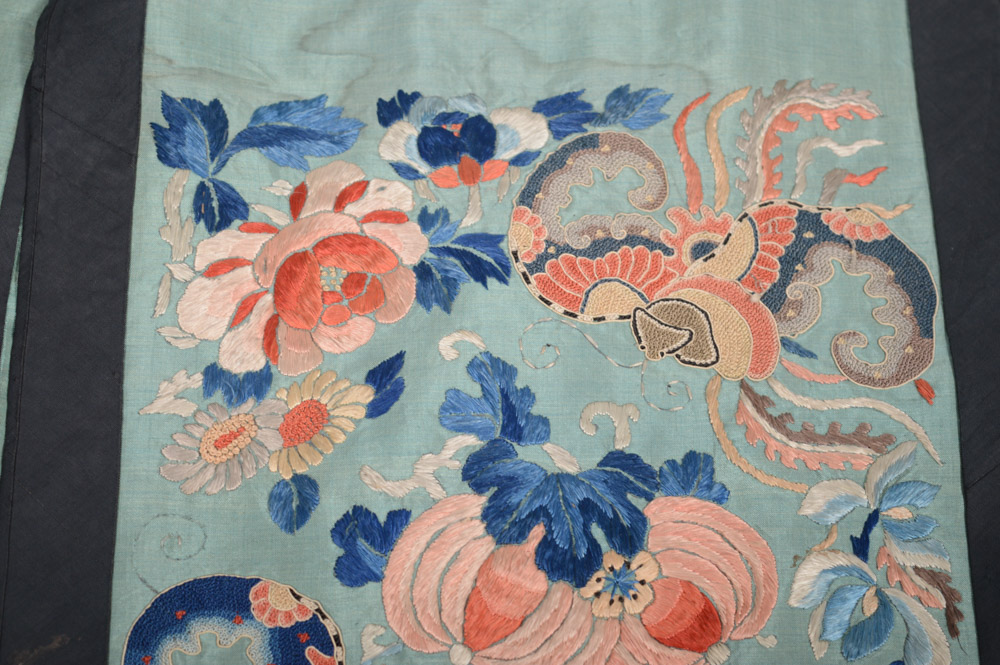 Chinese Late 19th Century Hand Embroidered Silk Skirt