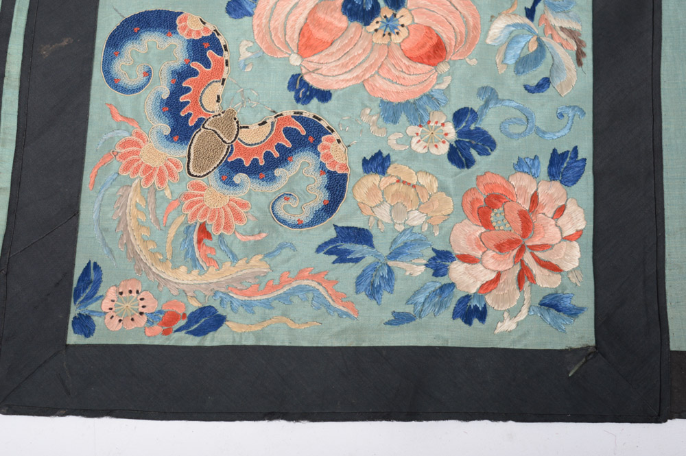 Chinese Late 19th Century Hand Embroidered Silk Skirt