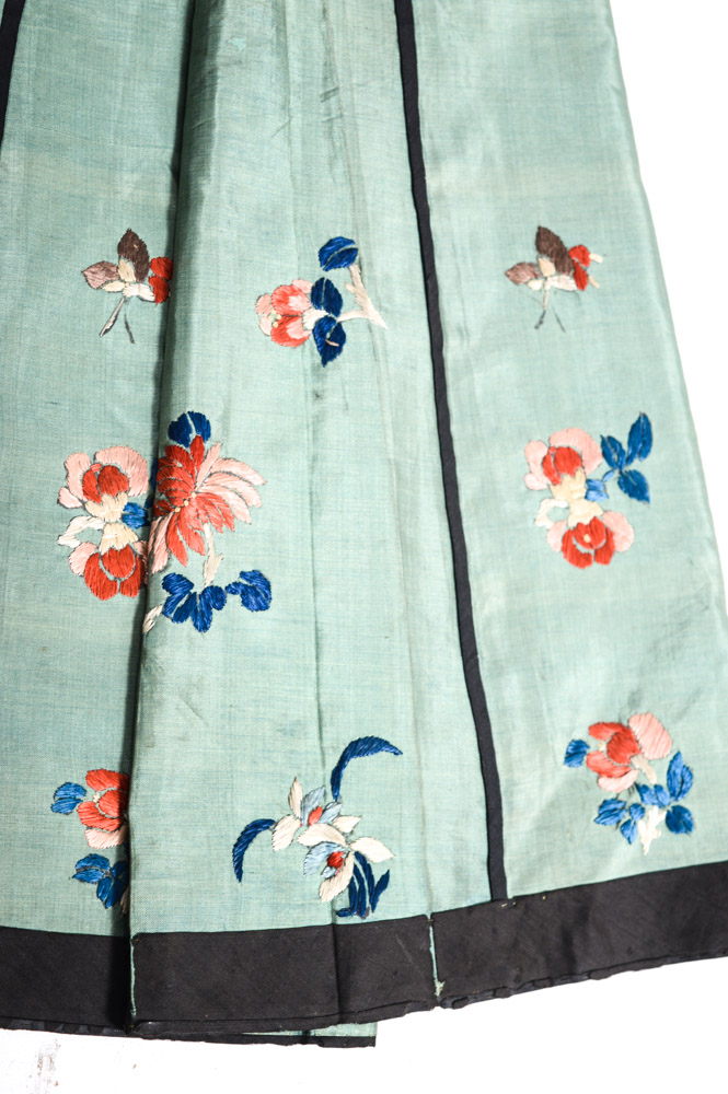 Chinese Late 19th Century Hand Embroidered Silk Skirt