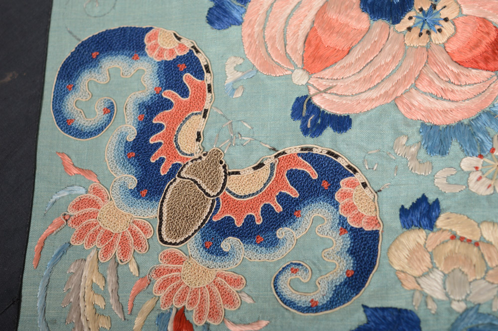 Chinese Late 19th Century Hand Embroidered Silk Skirt