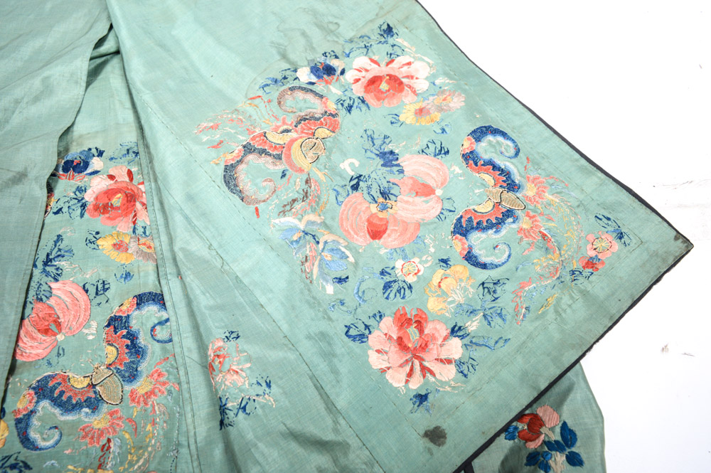 Chinese Late 19th Century Hand Embroidered Silk Skirt