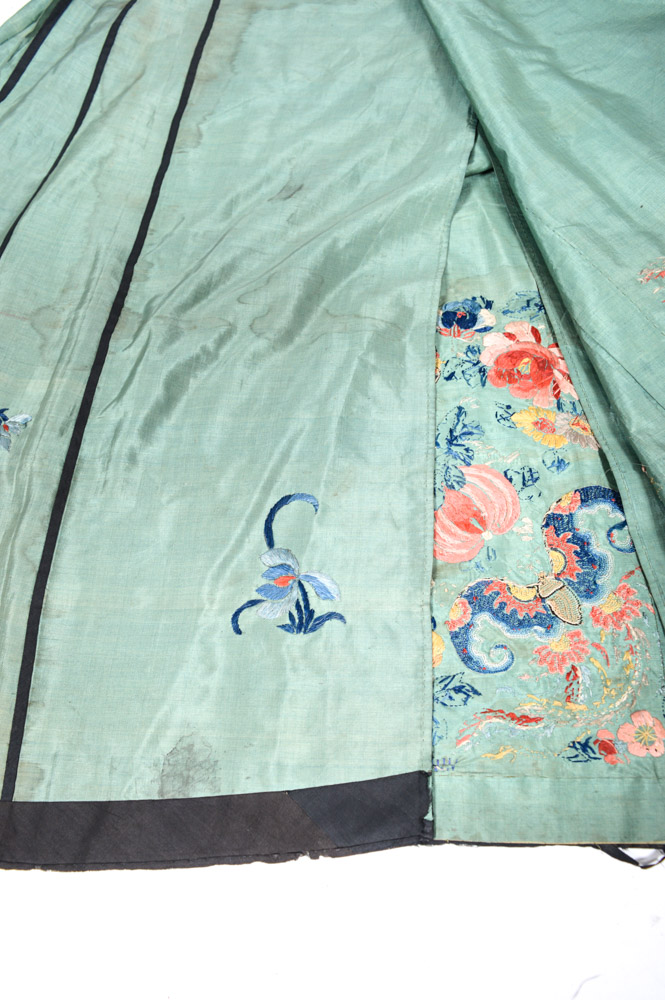 Chinese Late 19th Century Hand Embroidered Silk Skirt