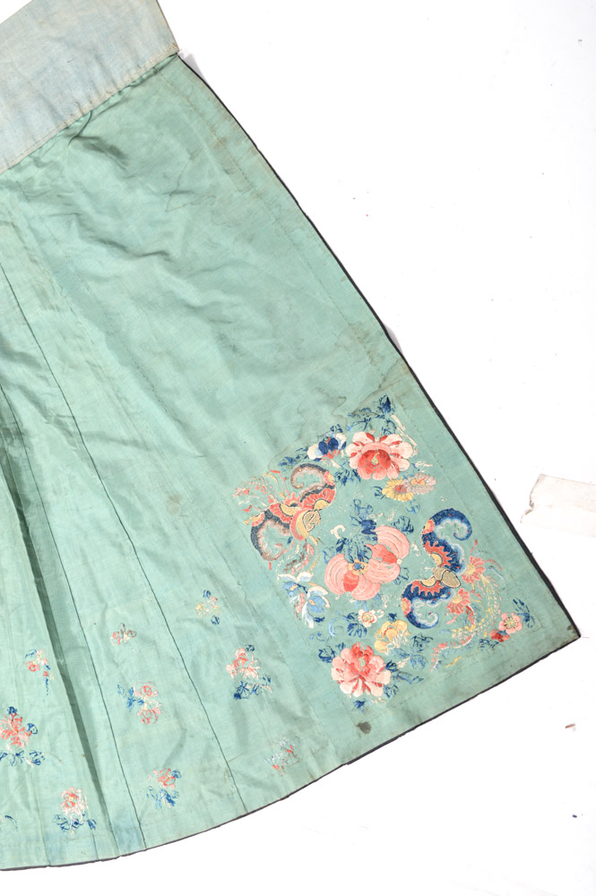 Chinese Late 19th Century Hand Embroidered Silk Skirt