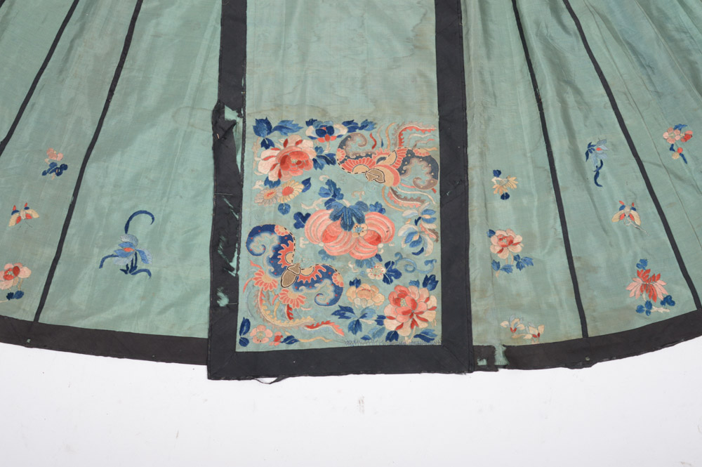 Chinese Late 19th Century Hand Embroidered Silk Skirt