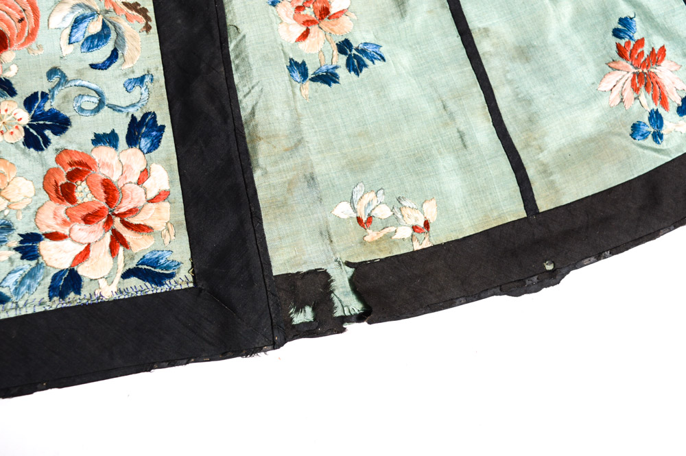 Chinese Late 19th Century Hand Embroidered Silk Skirt