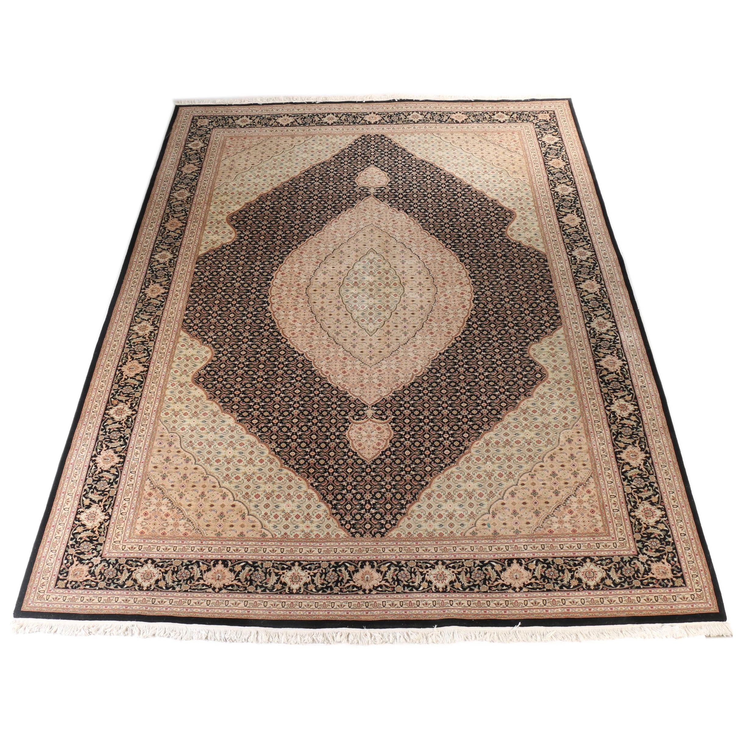 Large Hand-Knotted Mashayekhi Wool Area Rug
