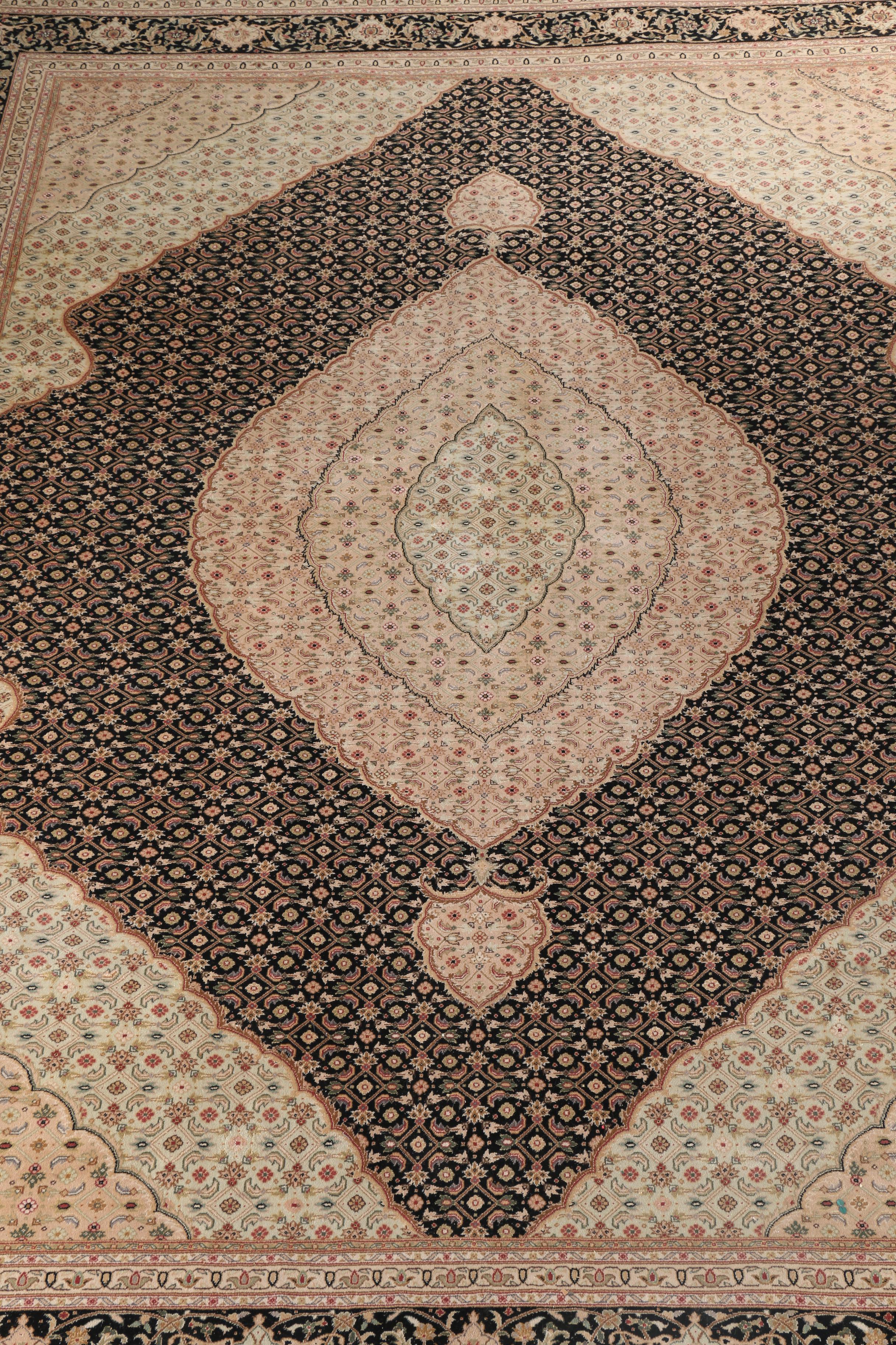 Large Hand-Knotted Mashayekhi Wool Area Rug