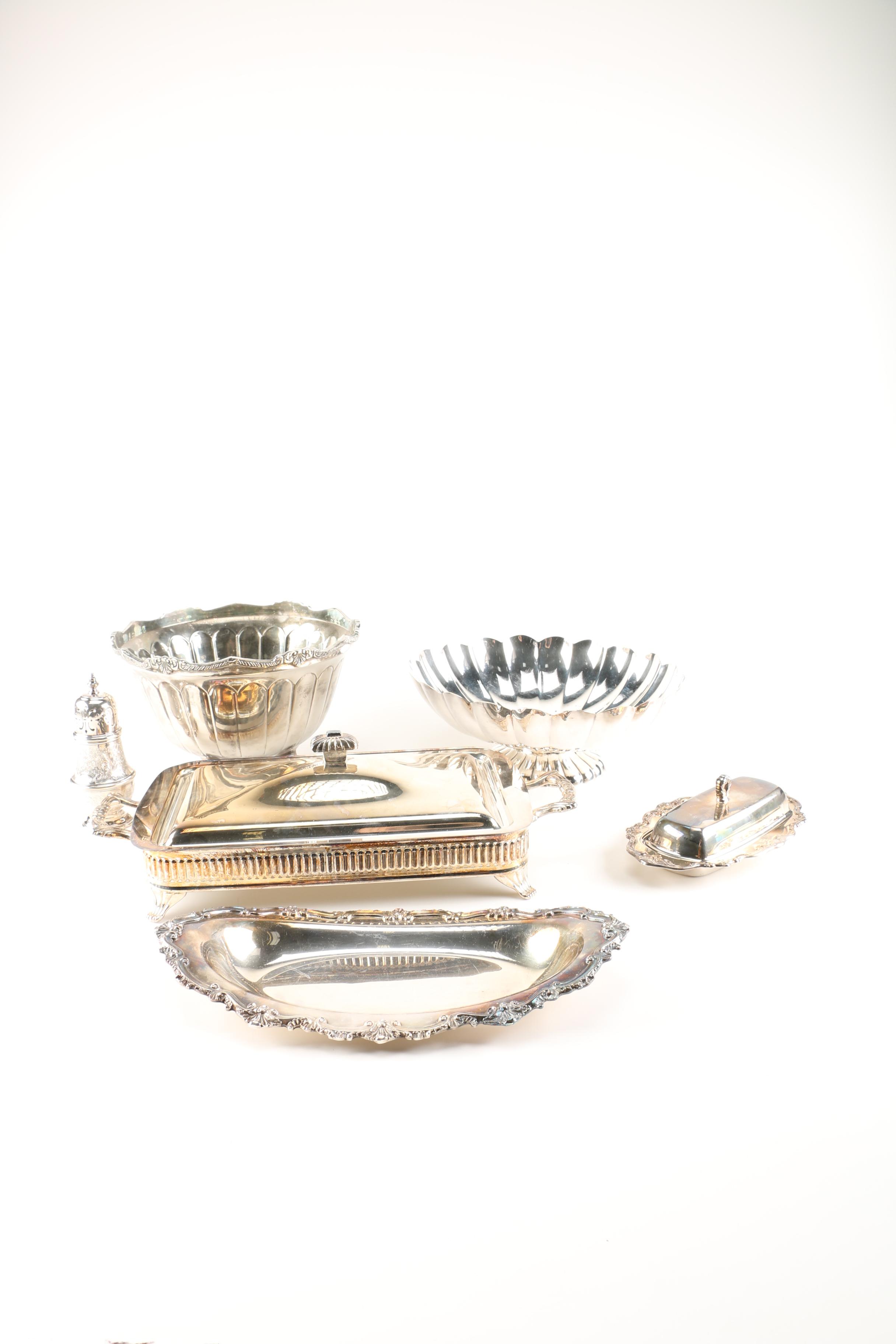 Reed & Barton Batwing Pedestal Bowl and Other Silver Plate