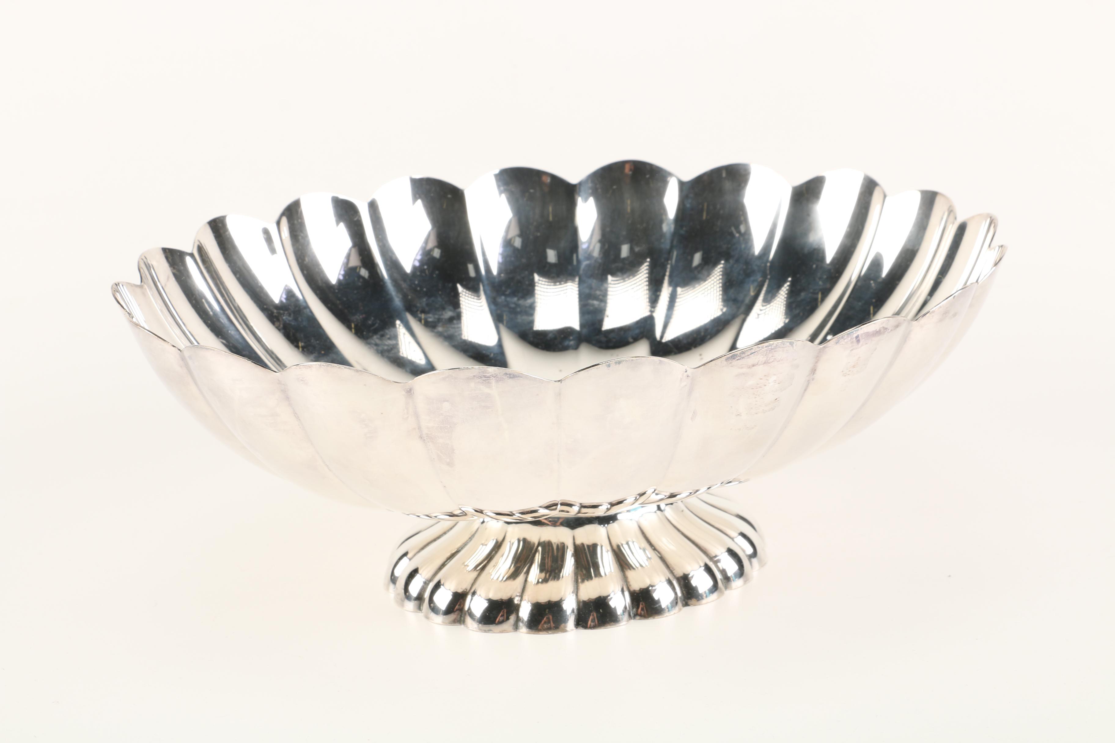 Reed & Barton Batwing Pedestal Bowl and Other Silver Plate