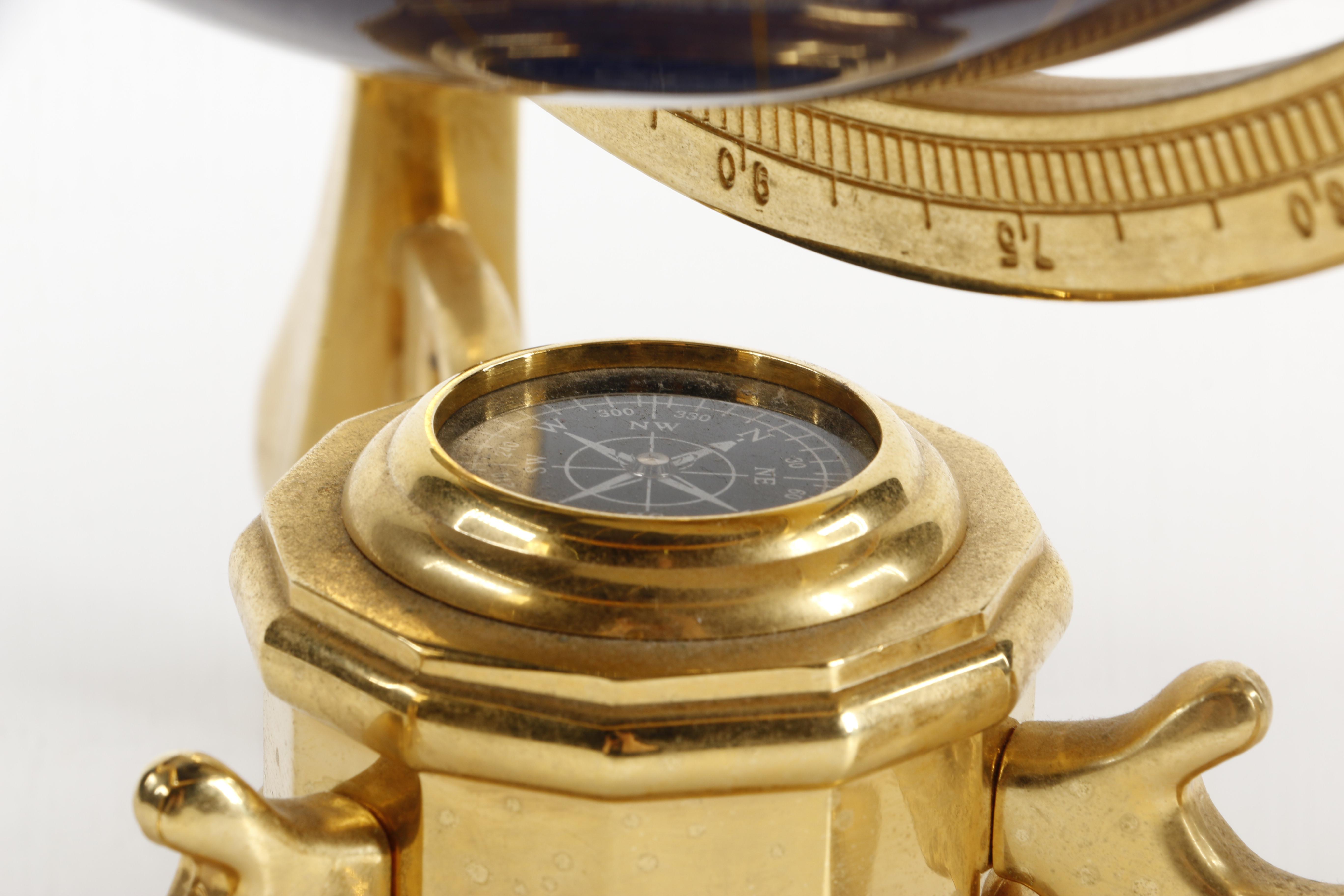 Globe with Stone Inlay on Brass Stand