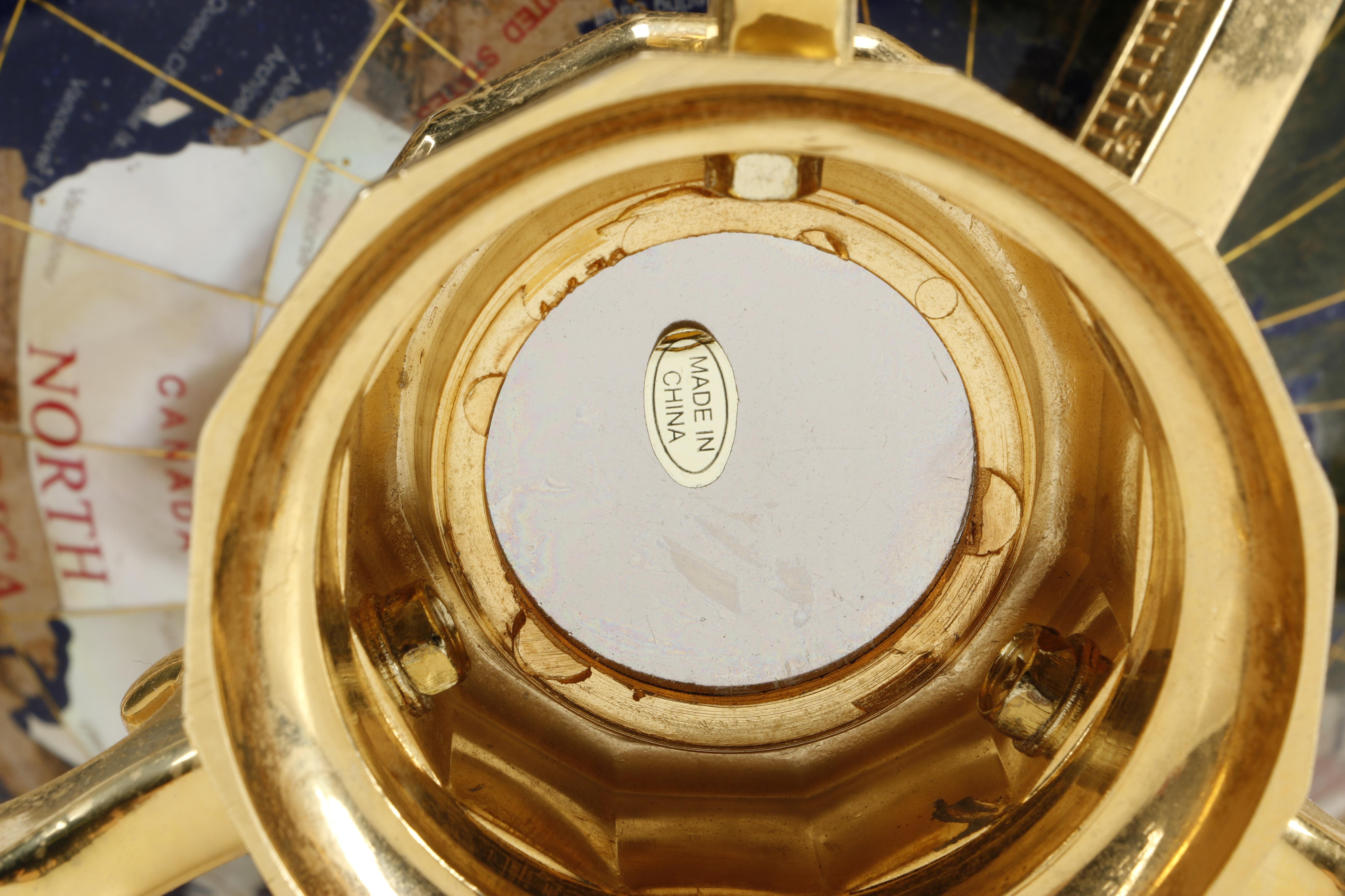Globe with Stone Inlay on Brass Stand