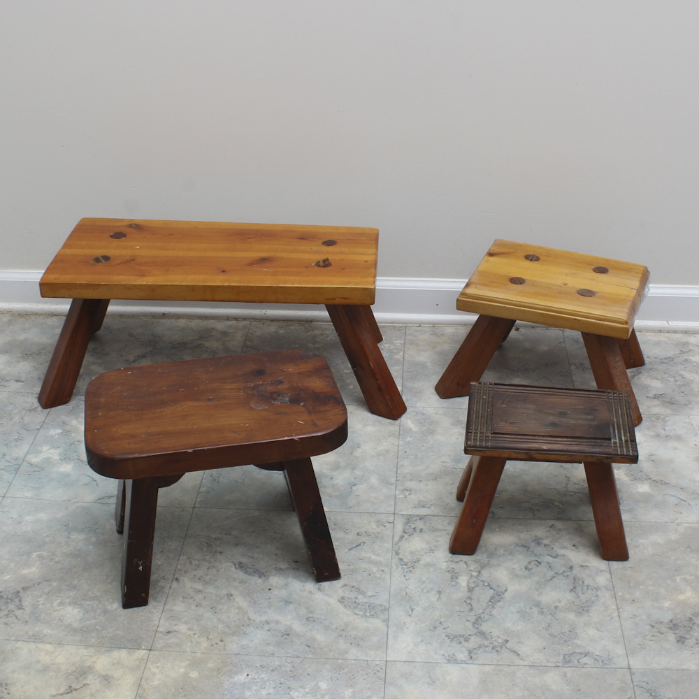 Grouping of Wooden Stools