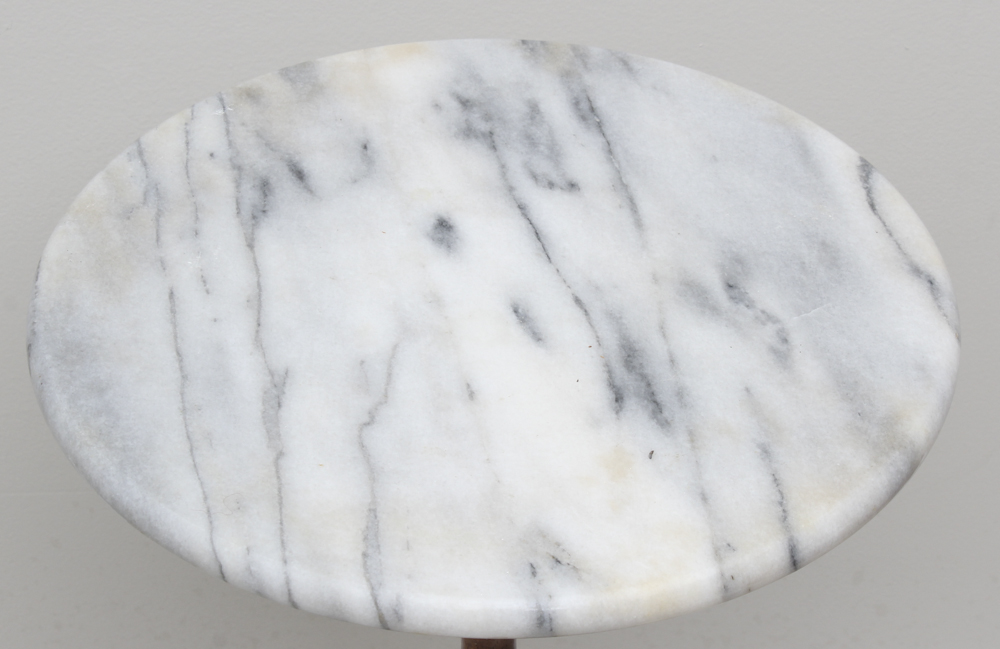 Small Marble Top and Mahogany Accent Table