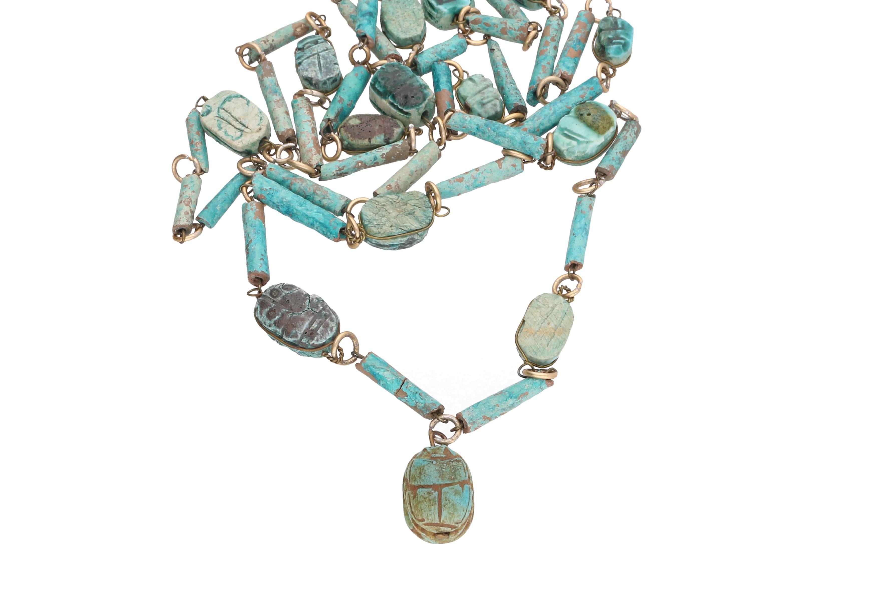 Egyptian Themed Beaded Jewelry and Alabaster Vessels