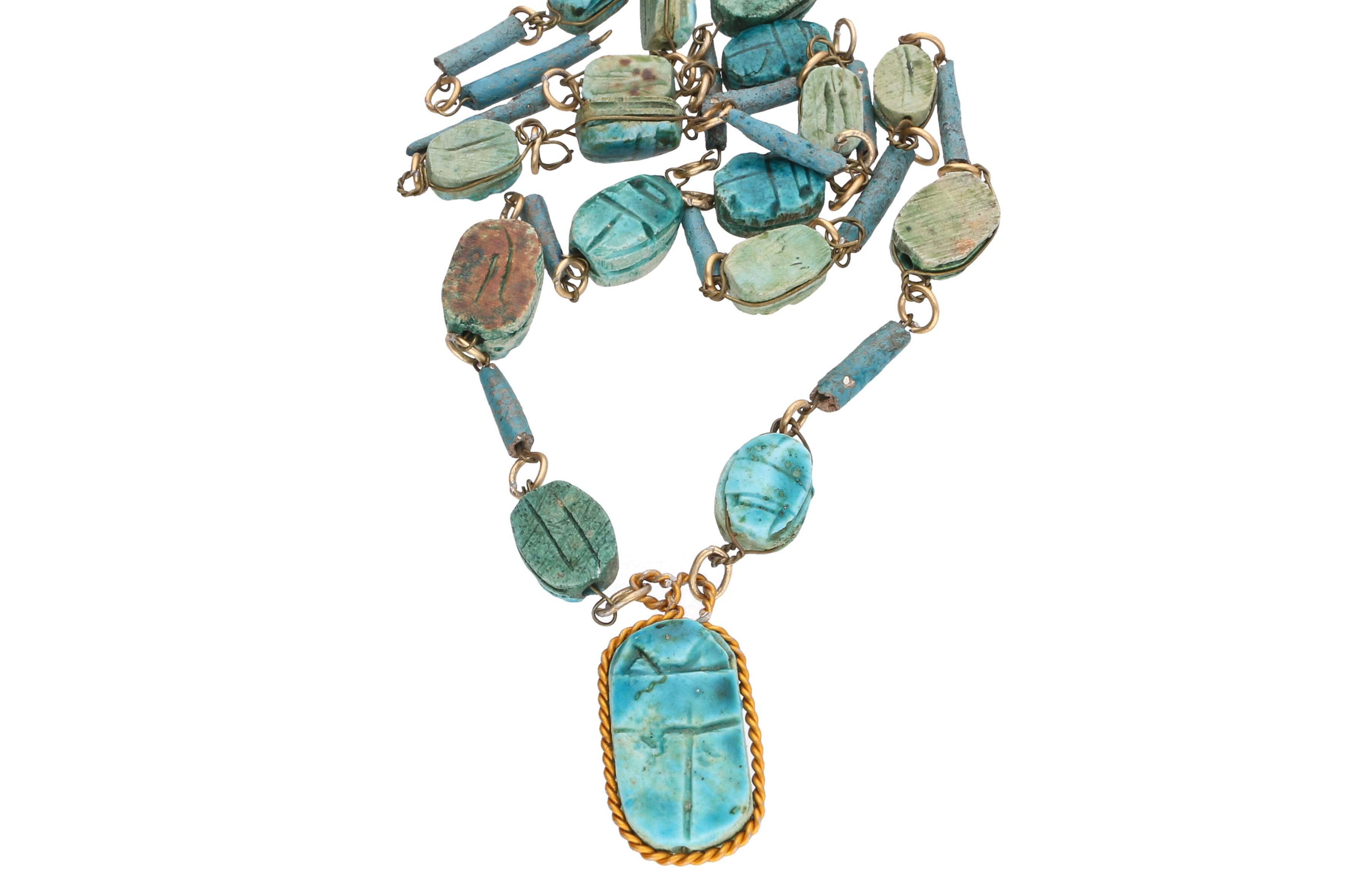 Egyptian Themed Beaded Jewelry and Alabaster Vessels