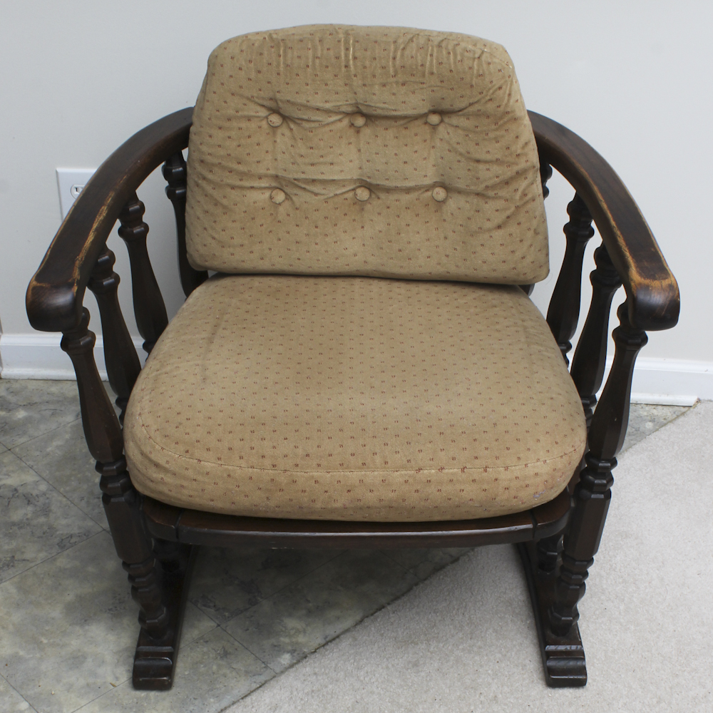 Low Mahogany Armchair With Welted Cushions