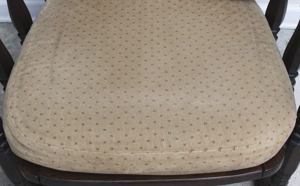 Low Mahogany Armchair With Welted Cushions