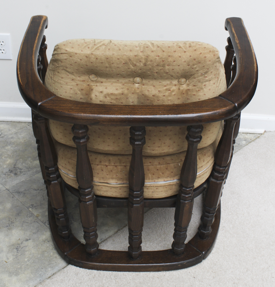 Low Mahogany Armchair With Welted Cushions